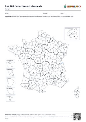 Corrigé de la fiche sur les départements de France