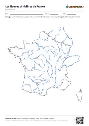 Fiche d’exercice sur les fleuves de France