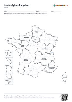 Corrigé de la fiche sur les régions de France